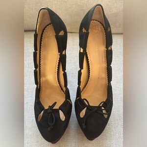 Charlotte Olympia Dolly suede high heels.